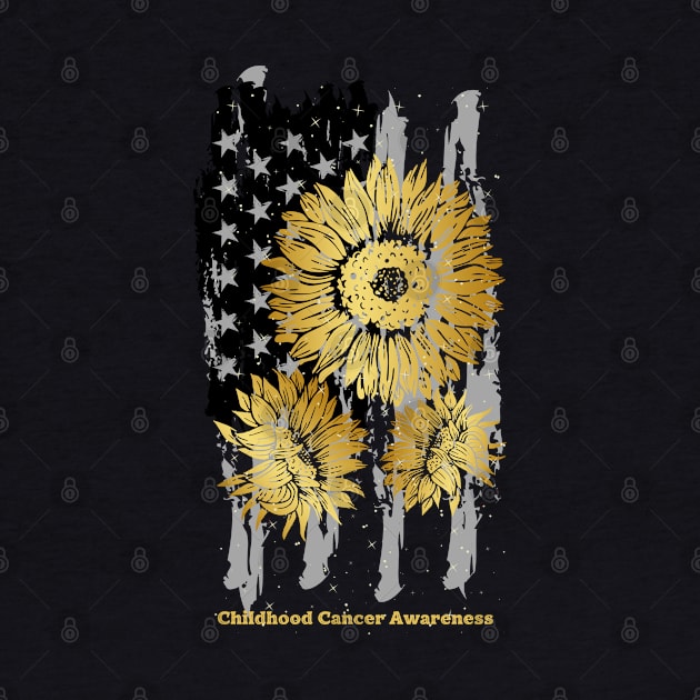 American Flag Sunflower Childhood Cancer Awareness by JustBeSatisfied